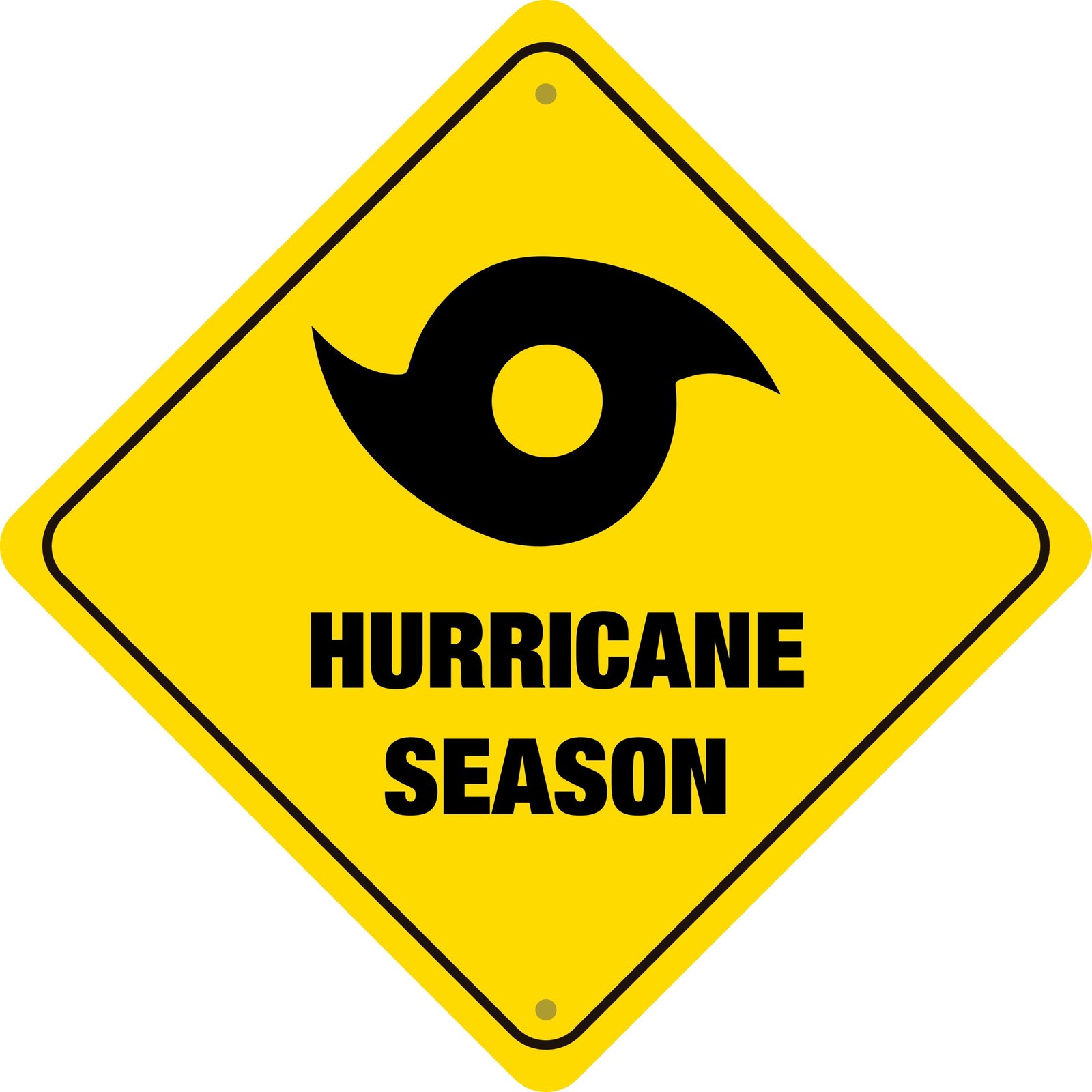 Hurricane season warning sign emphasizing preparation for plumbing issues in Sunrise, Florida.