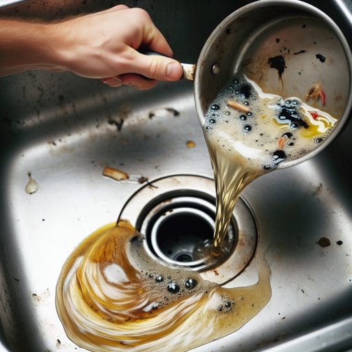 pouring grease and oil down the drain
