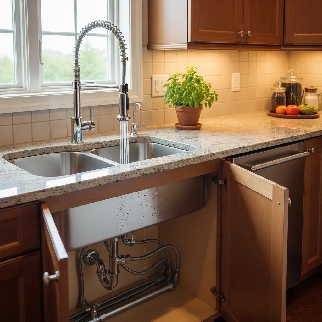 Modern kitchen sink and faucet highlighting kitchen plumbing services in Broward County.